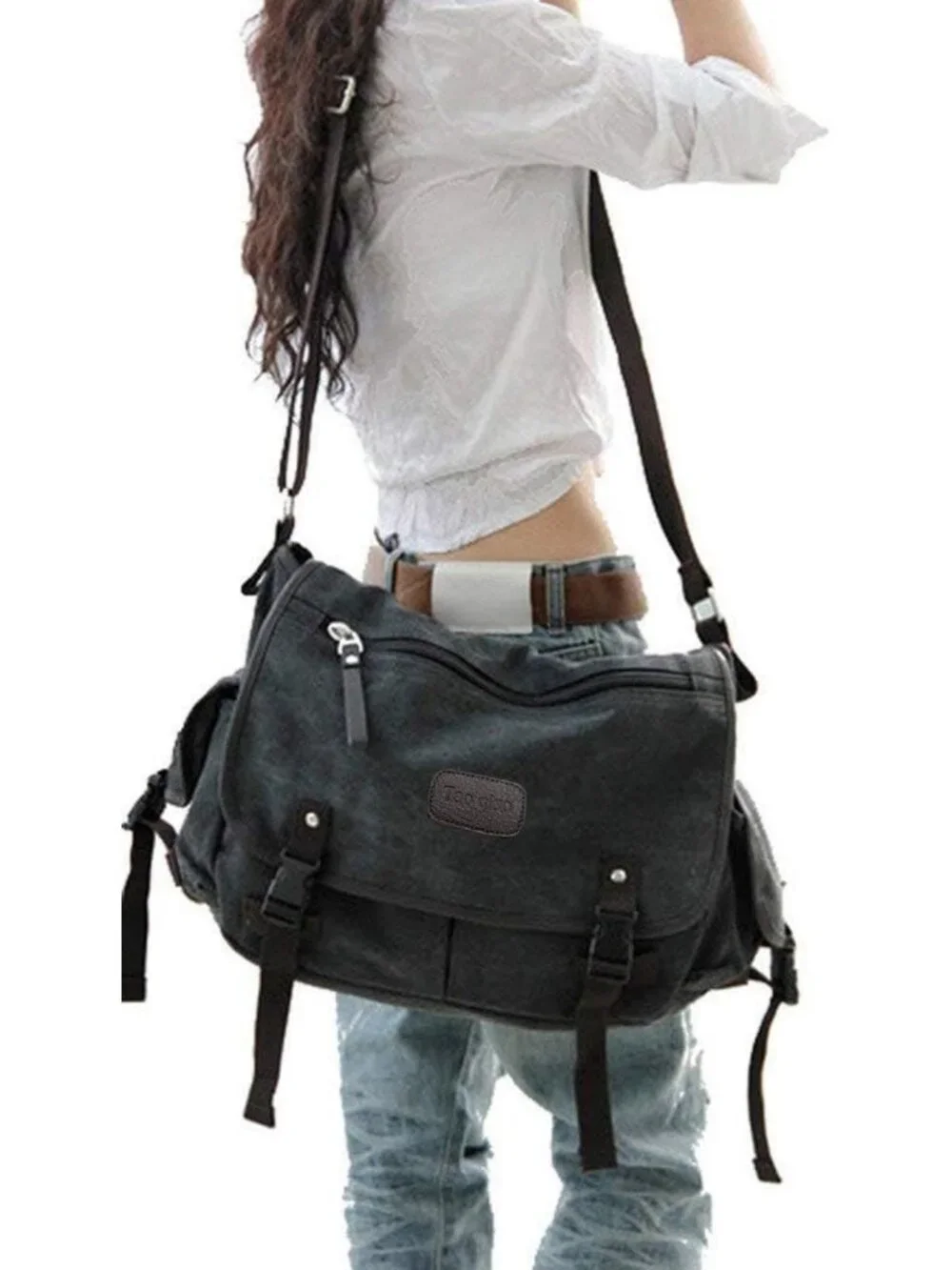 Vintage Canvas Messenger Bag for Laptops 13-17” | Large Shoulder Bag for Men